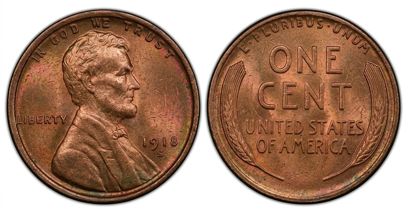 premium 1918 penny extreme macro image