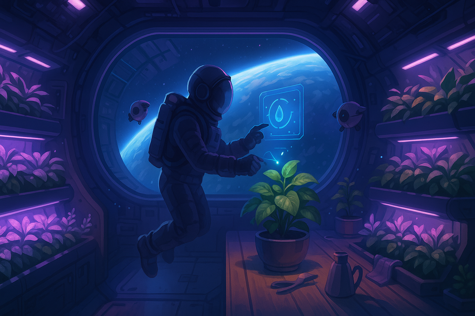  An astronaut in zero gravity cares about plants.